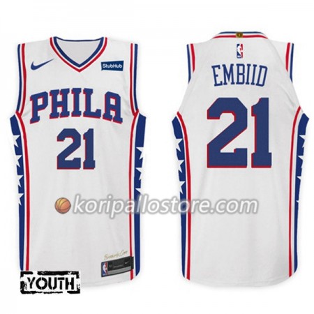 Philadelphia 76ers Joel Embiid 21 Nike 2017-18 Valkoinen Lasten Pelipaidat Swingman